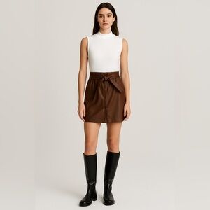 Hayle and June Sleeveless White Top with Faux Leather Skirt Overlay Size L